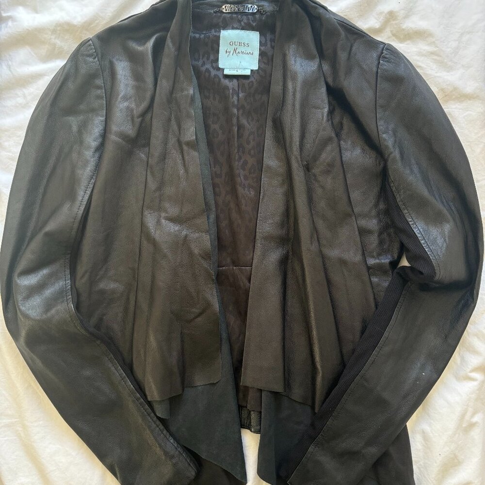 Guess Vintage Leather Black Jacket Women's Small